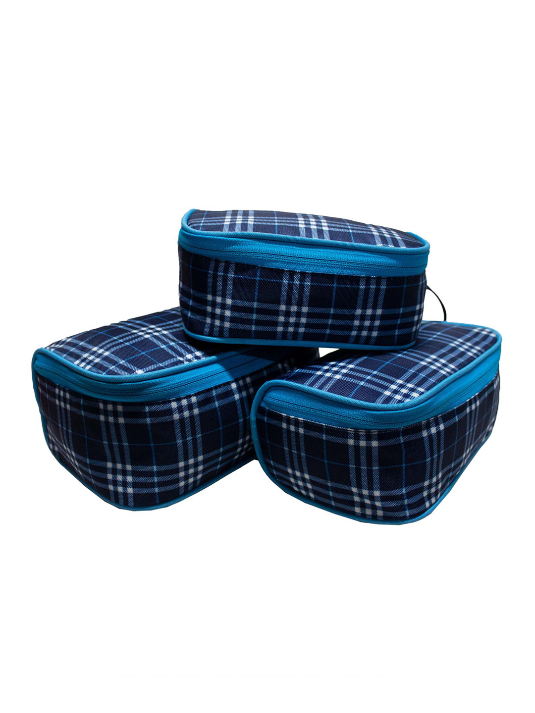

F Gear Set of 3 Blue & White Checked Travel Pouch