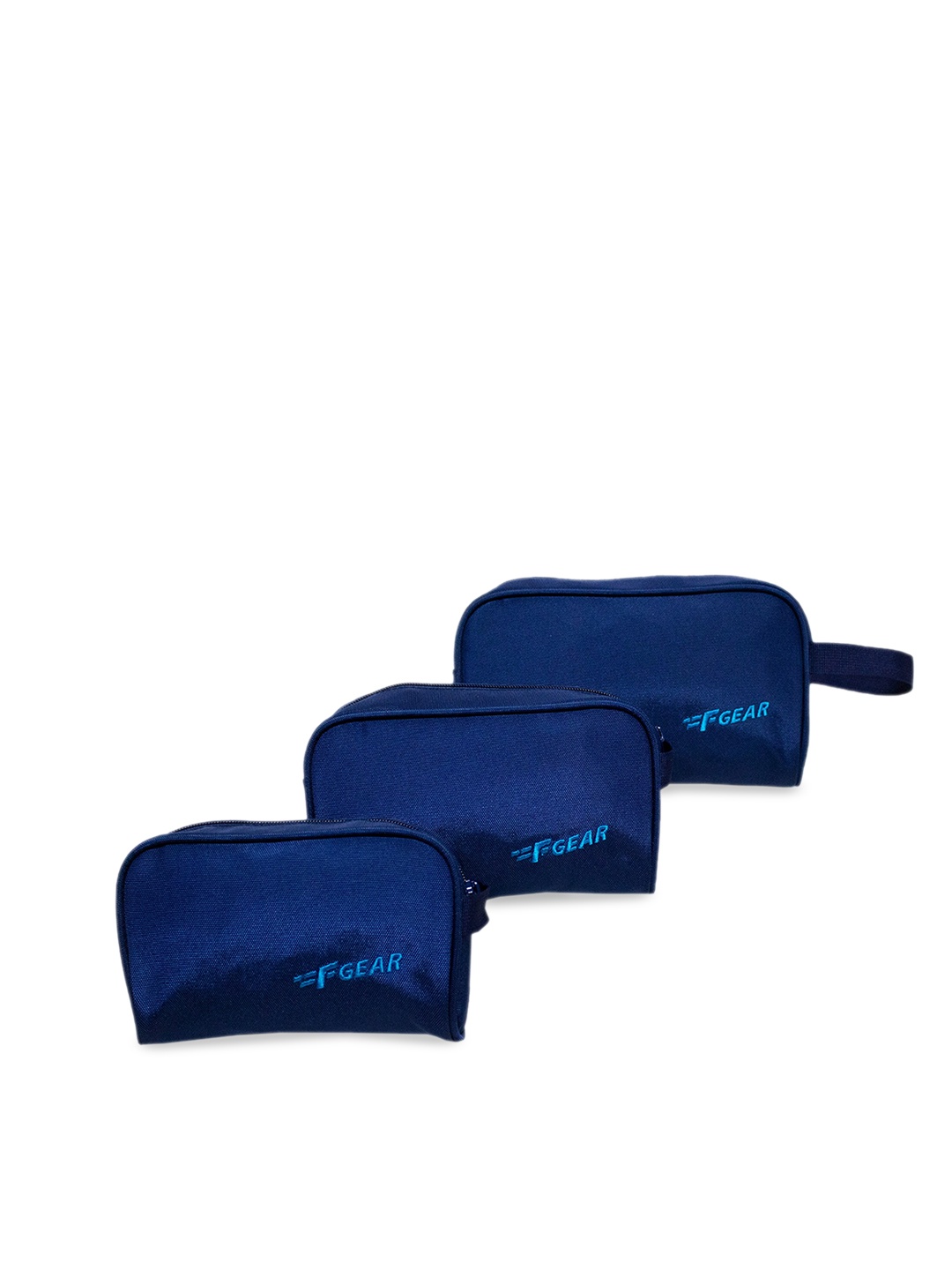 

F Gear Set Of 3 Navy Blue Solid Travel Pouches