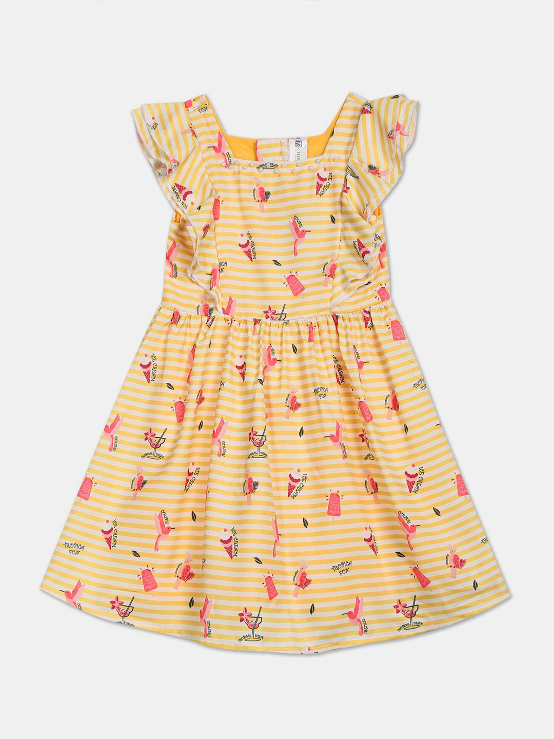 

Cherokee Girls Yellow & Pink Printed Dress