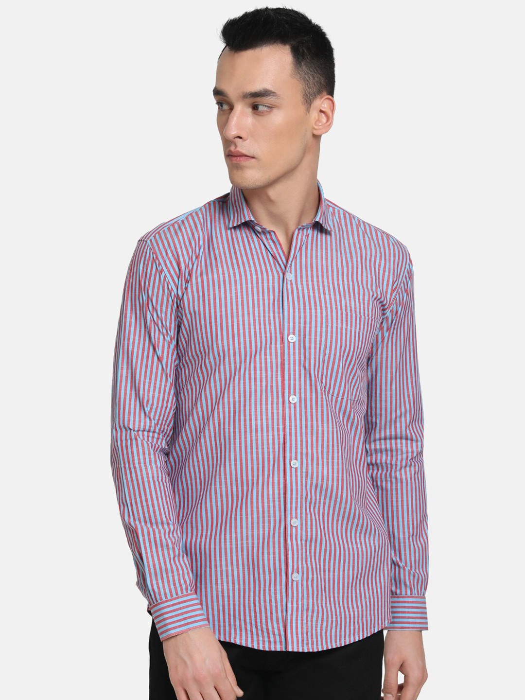 

Emerals Men Purple Slim Fit Striped Semiformal Shirt