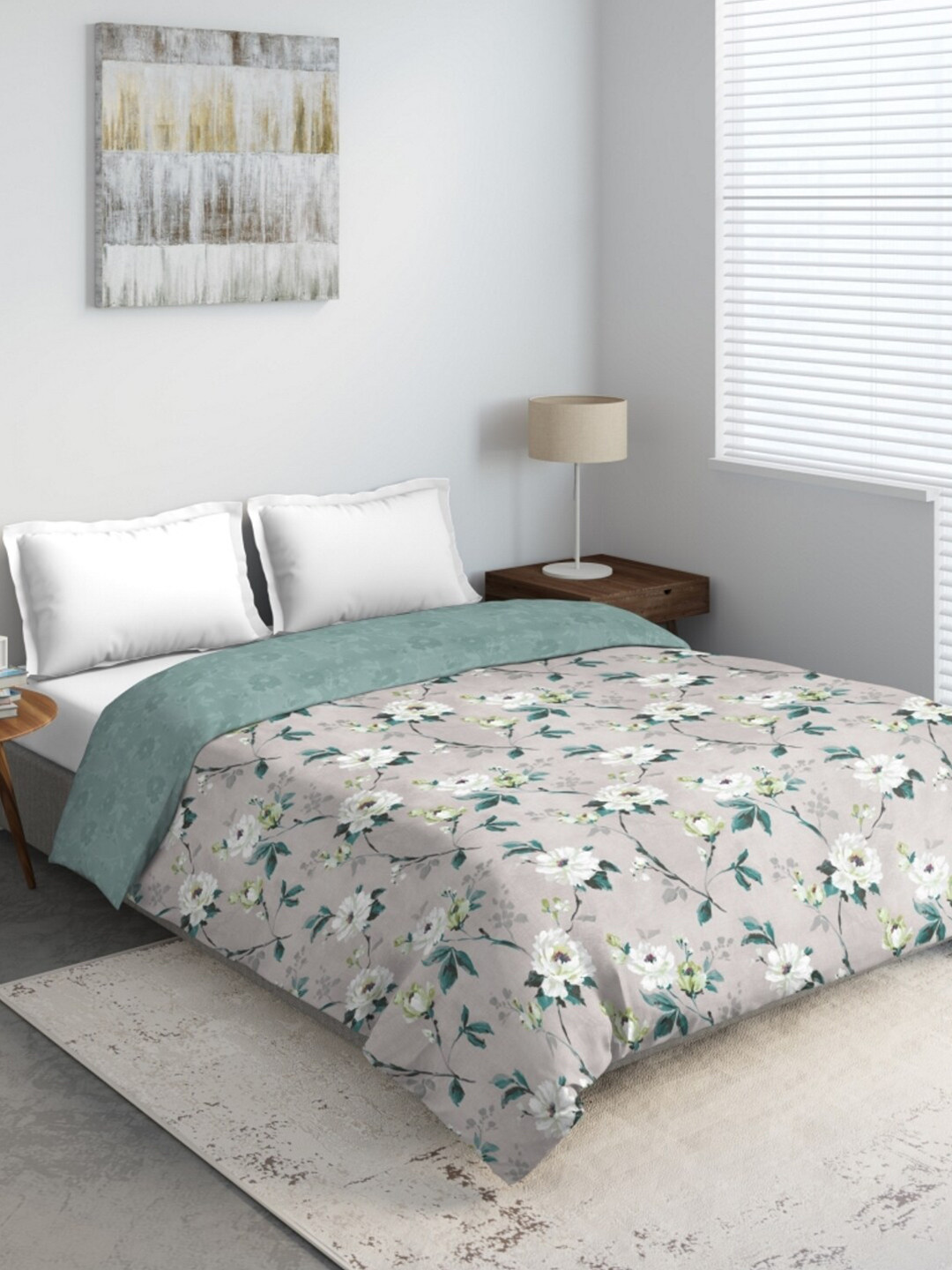 

DDecor Grey & Green Floral Mild Winter 210 GSM Double Bed Comforter