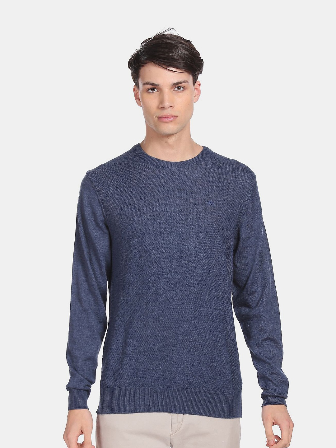 

Arrow Men Blue Pullover with Fuzzy Detail