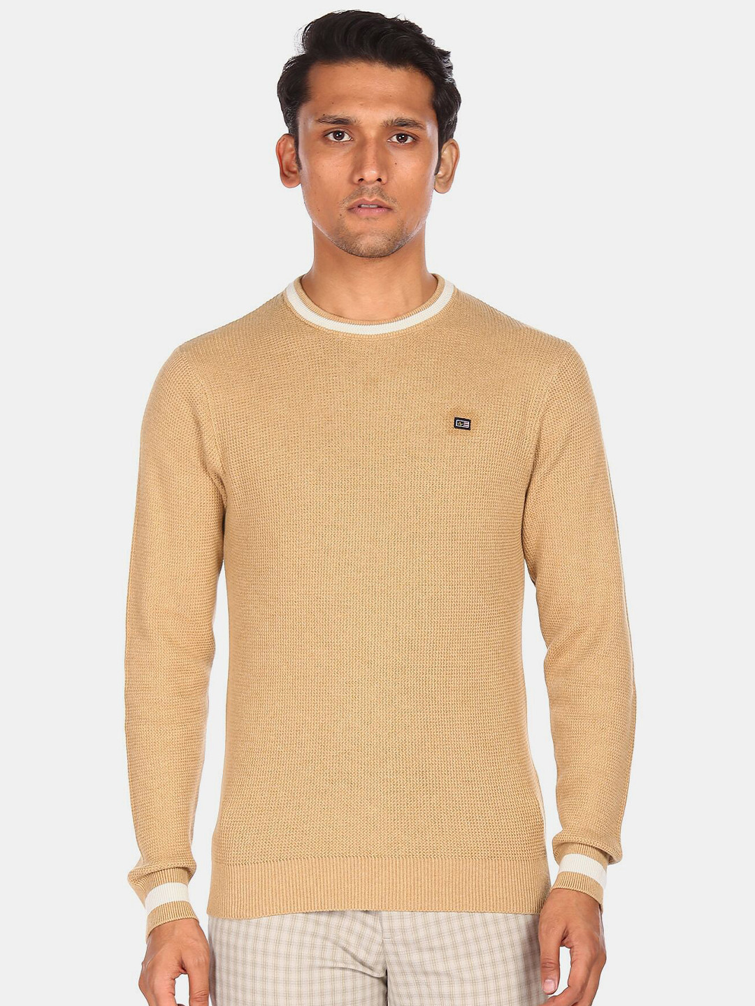 

Arrow Sport Men Beige & White Pullover