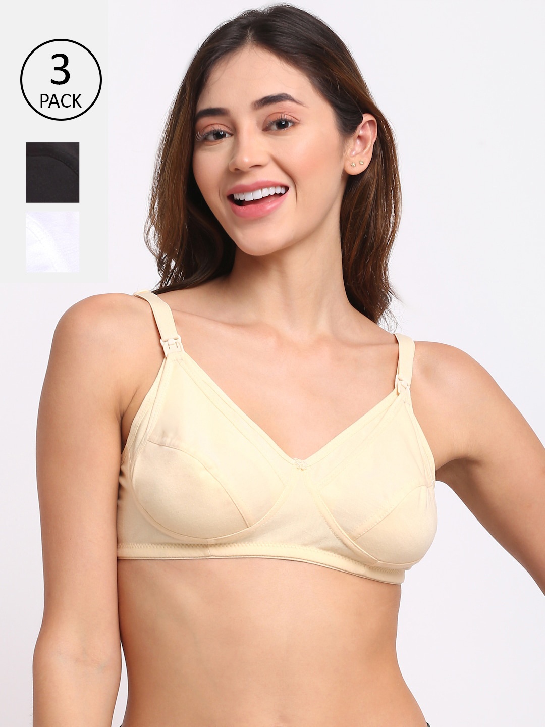 

MYLO ESSENTIALS Pack of 3 Maternity Bra, White