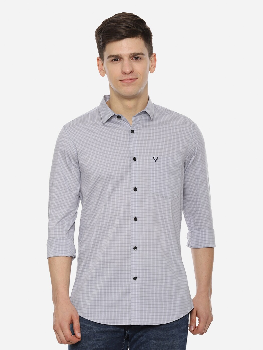 

Allen Solly Men Grey Checked Casual Shirt
