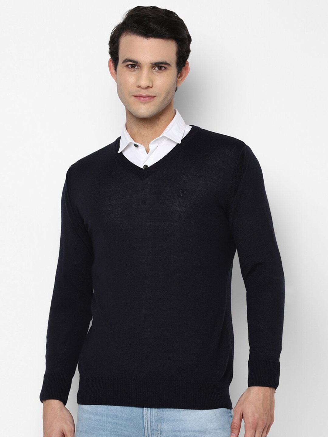 

Allen Solly Men Navy Blue Acrylic Pullover