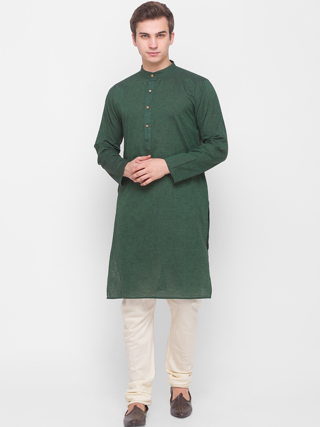 

Globus Men Olive Green Kurta