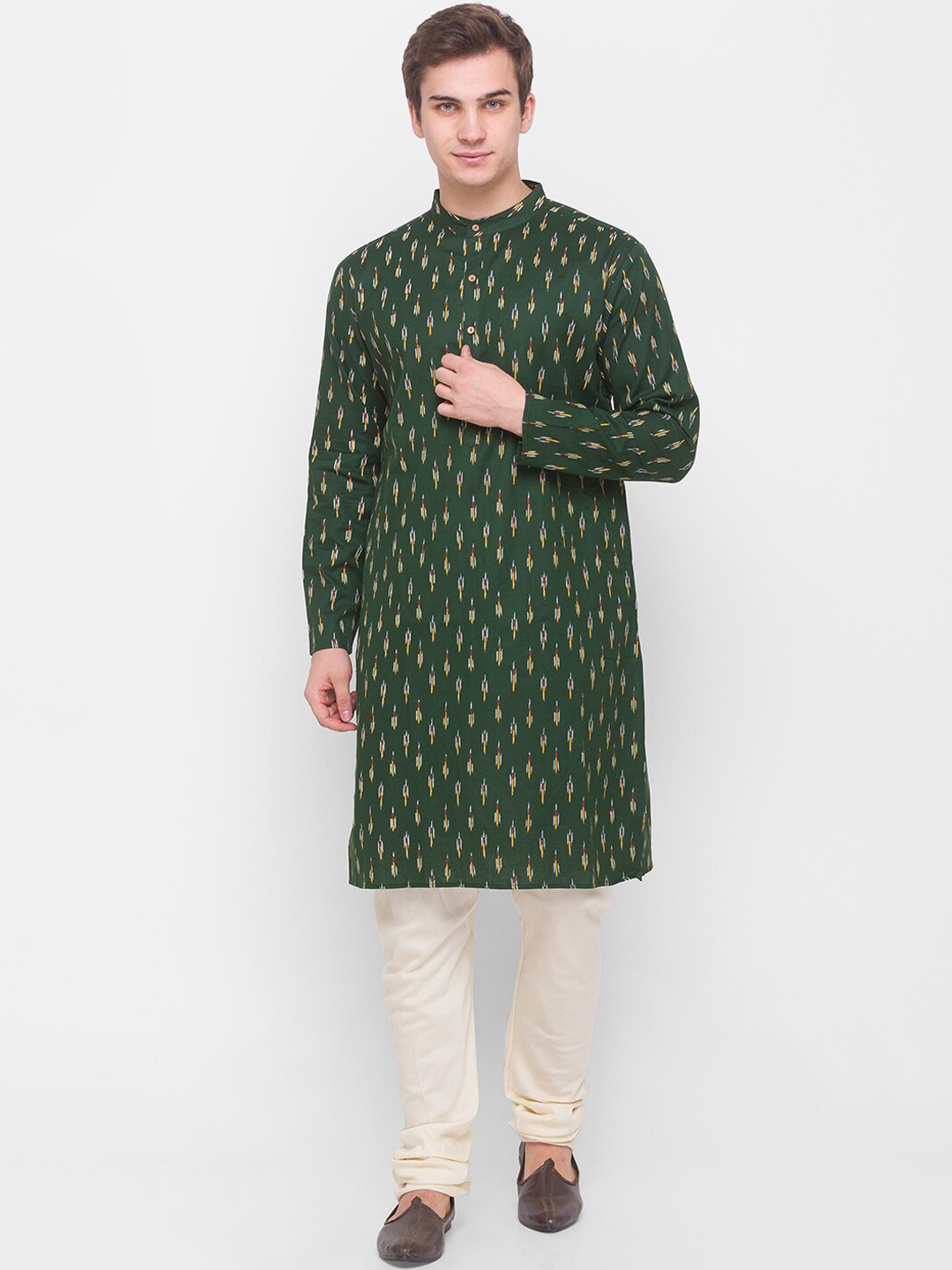 

Globus Men Green Geometric Printed Kurta