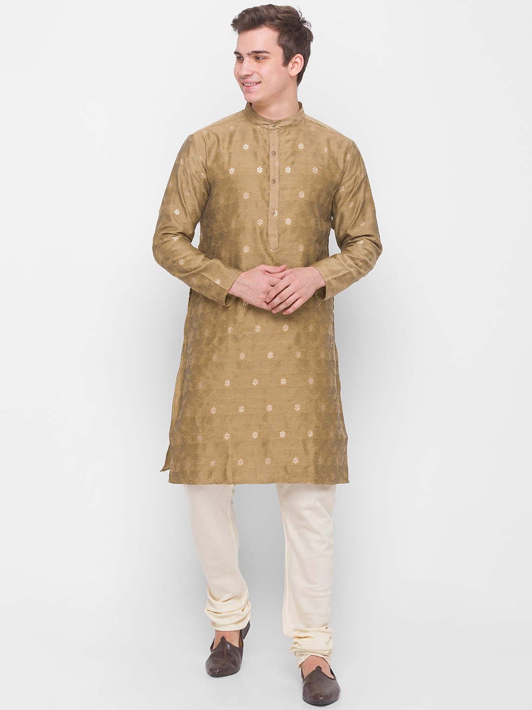 

Globus Men Brown Floral Kurta