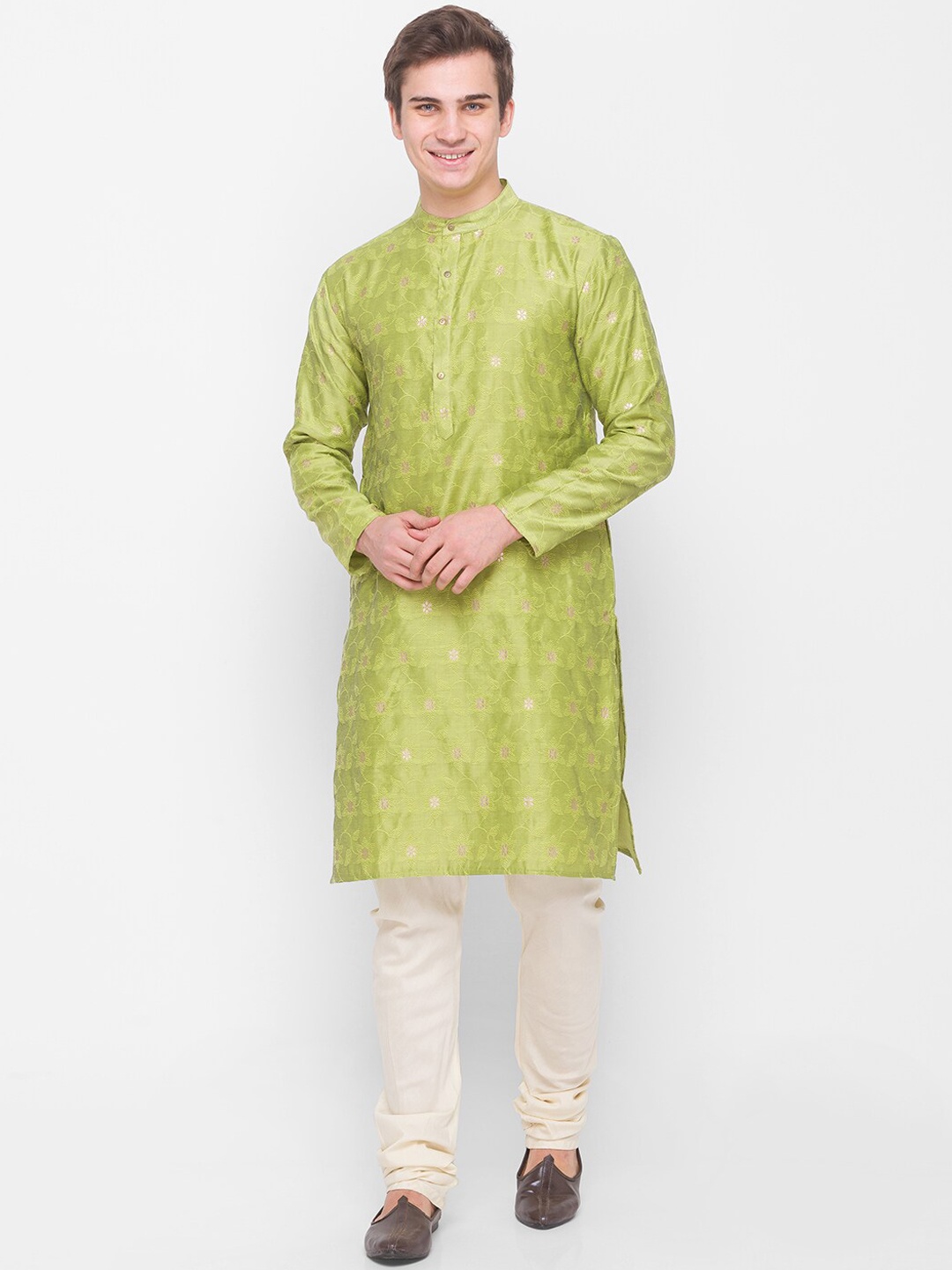 

Globus Men Green Ethnic Motifs Kurta