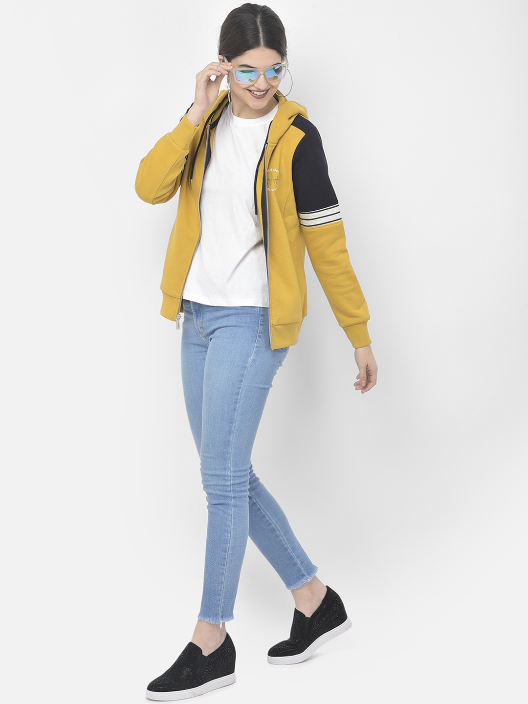 

Crimsoune Club Women Mustard Hooded Sweatshirt