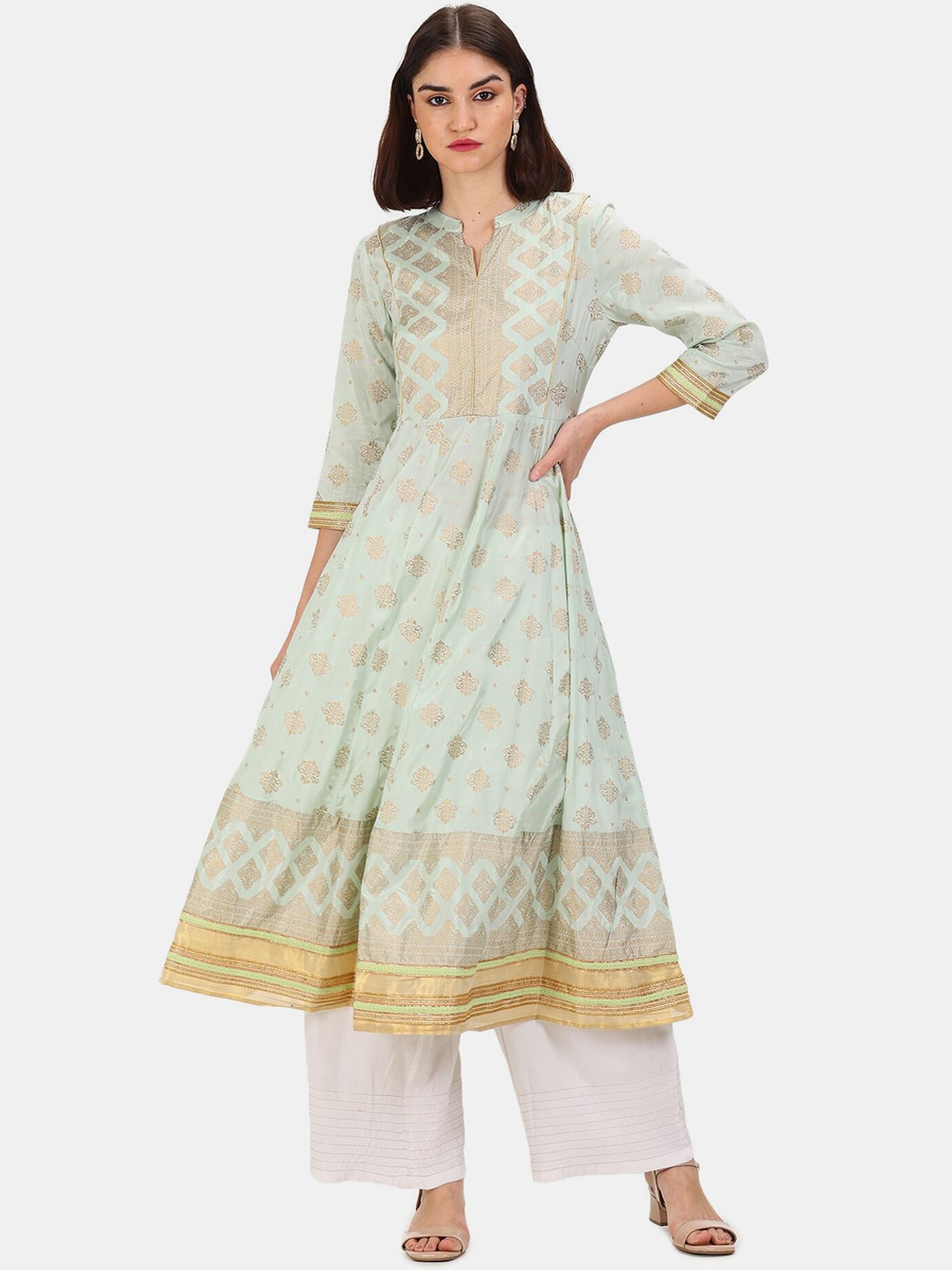 

Anahi Women Sea Green Ethnic Motifs Printed Anarkali Kurta