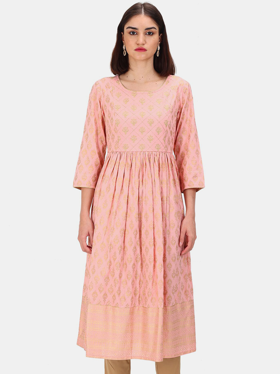 

Anahi Women Pink Ethnic Motifs Printed Anarkali Kurta
