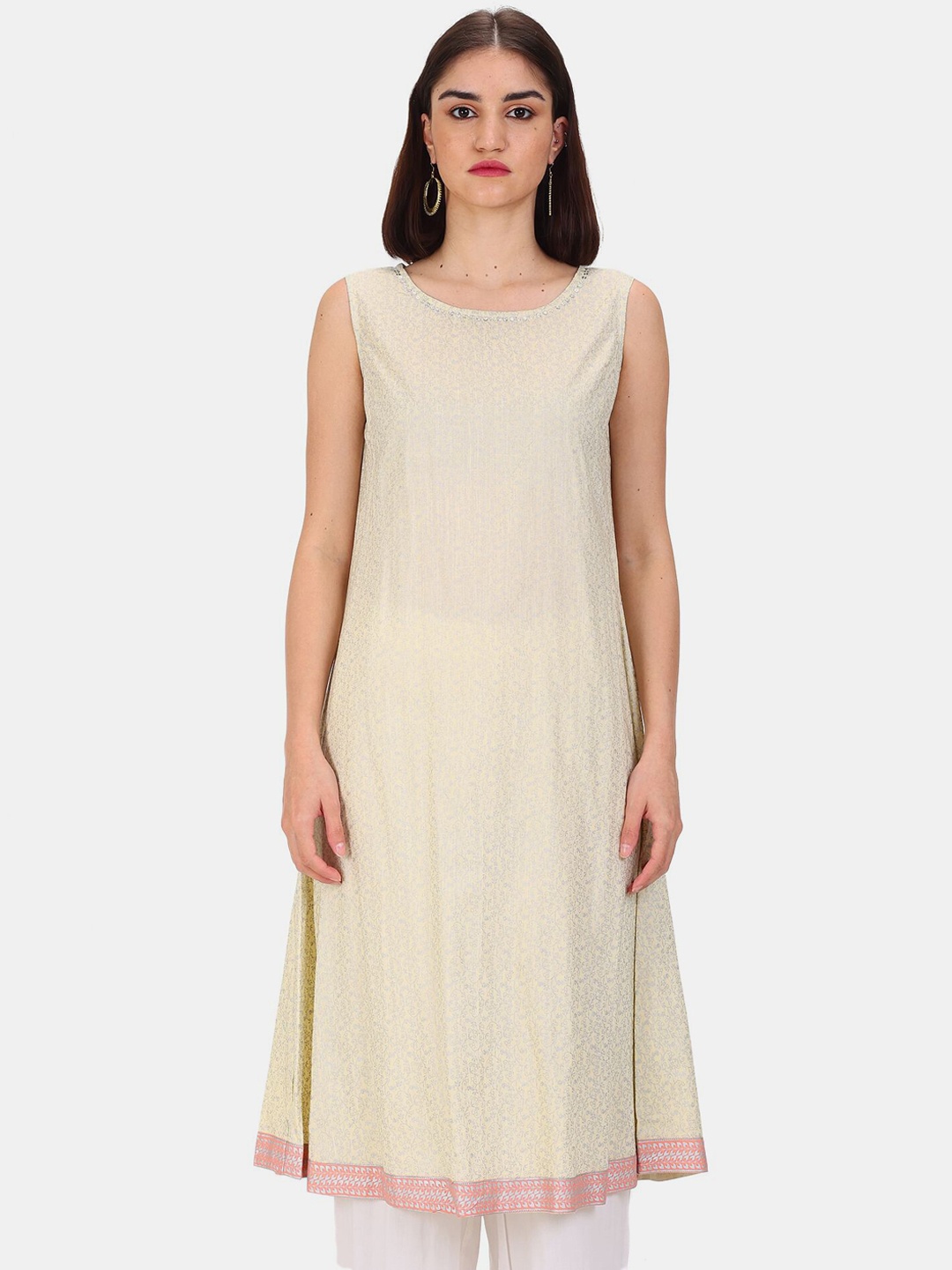 

Anahi Women Cream-Coloured Ethnic Motifs Printed Kurta with Jacket
