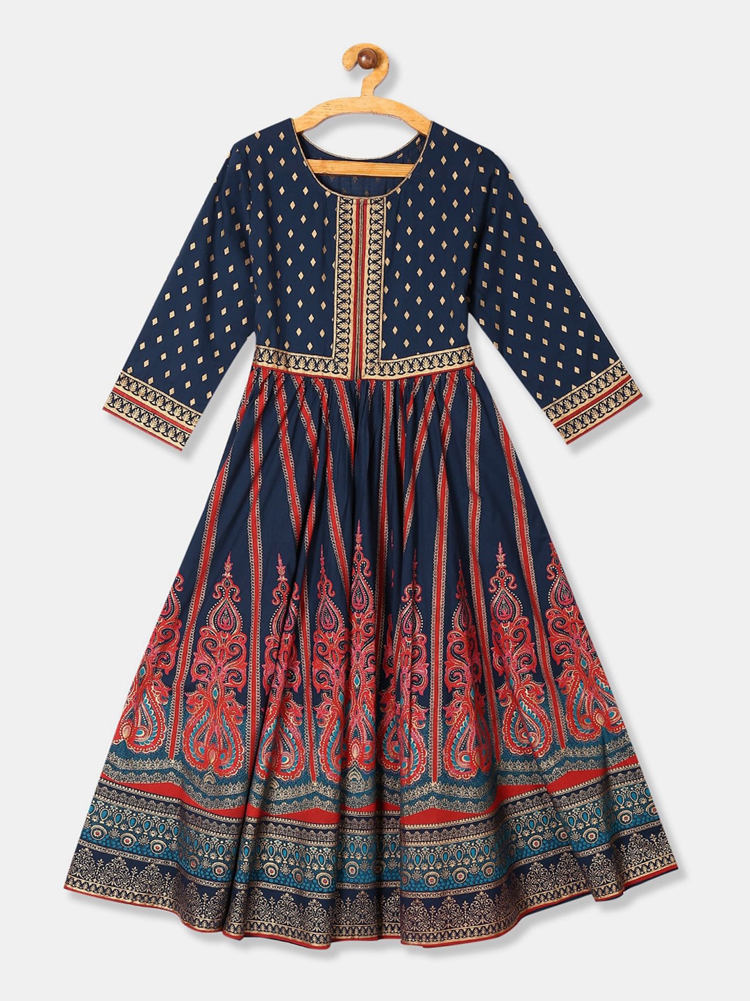 

Anahi Women Blue & Red Geometric Printed Anarkali Kurta