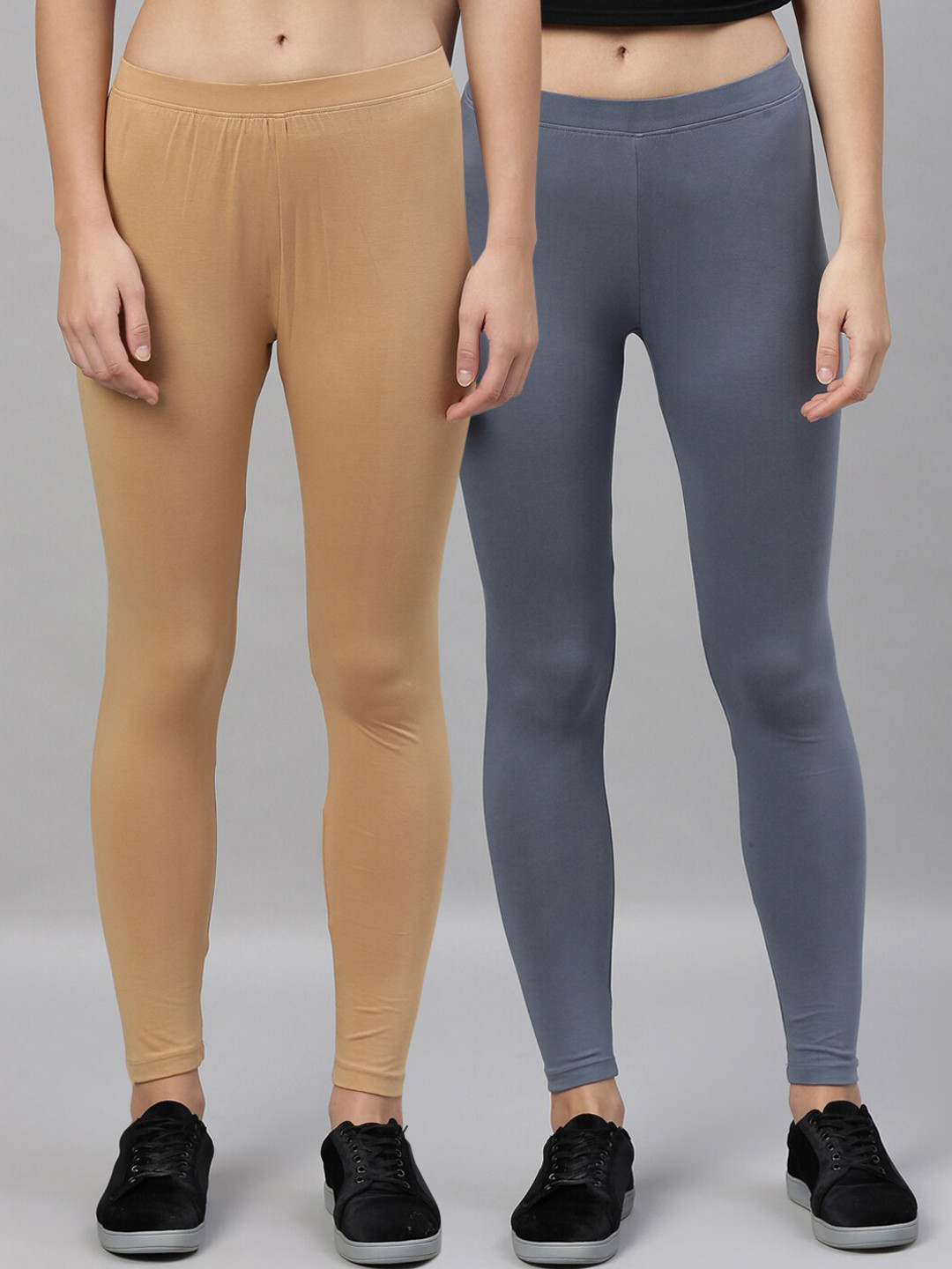 

Kryptic Women Pack Of 2 Solid Ankle-Length Leggings, Khaki