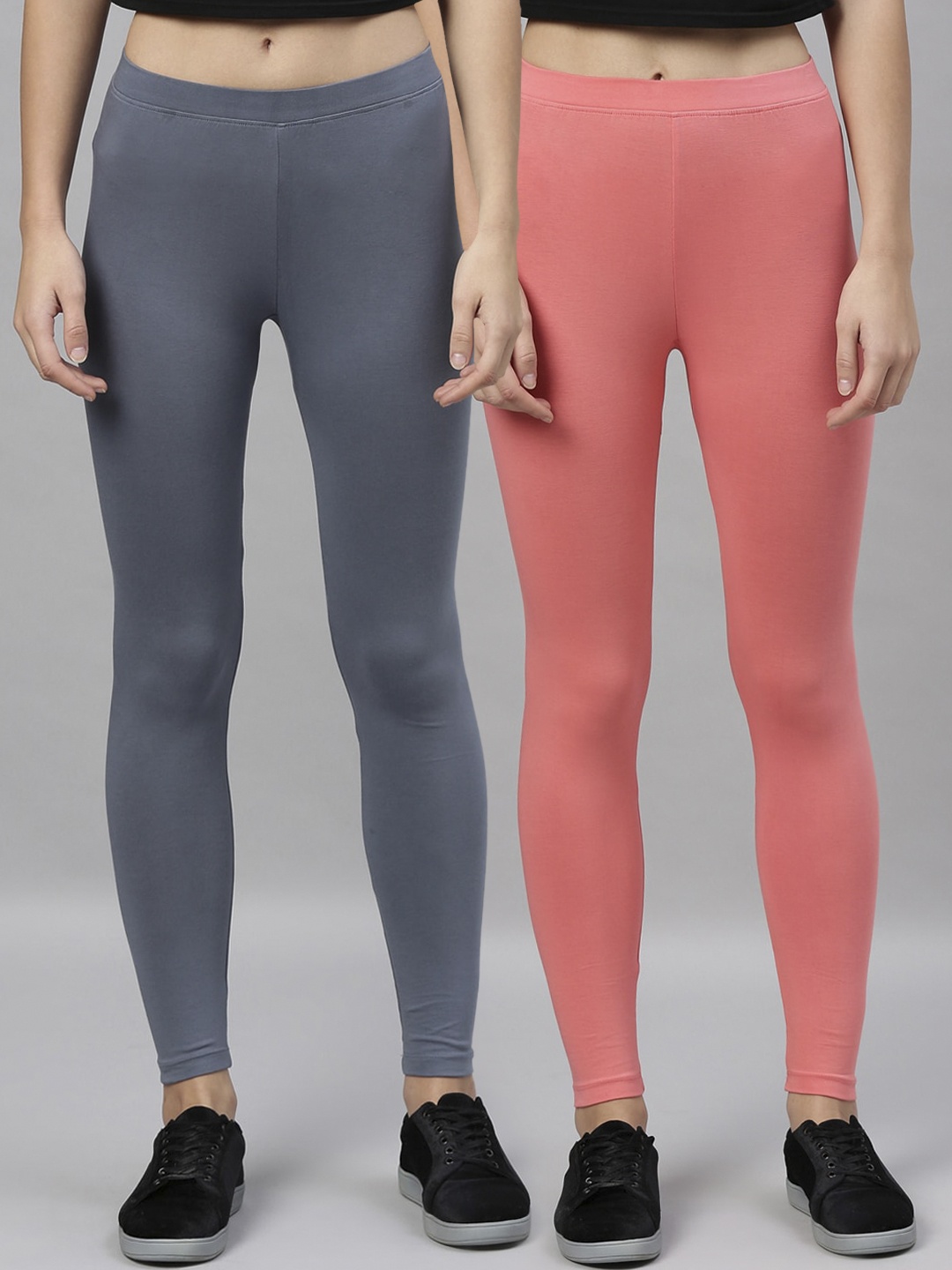 

Kryptic Women Pack Of 2 Solid Ankle-Length Leggings, Coral