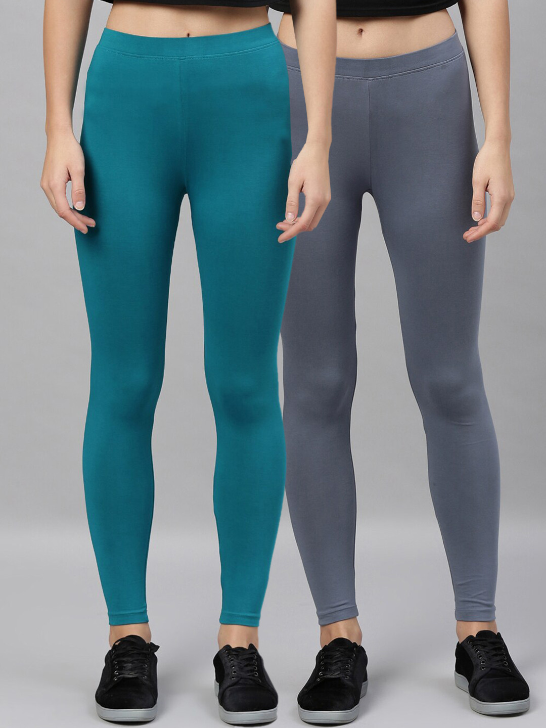 

Kryptic Women Pack Of 2 Solid Ankle-Length Leggings, Green