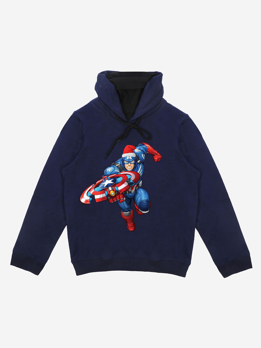 

YK Marvel Boys Navy Blue Printed Hooded Sweatshirt