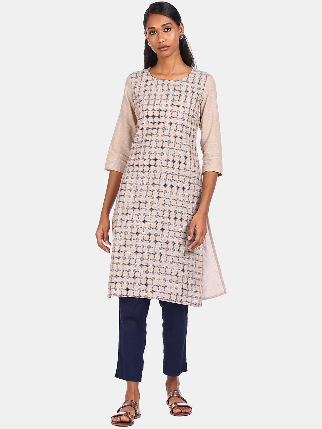 

Karigari Women White Checked Kurta