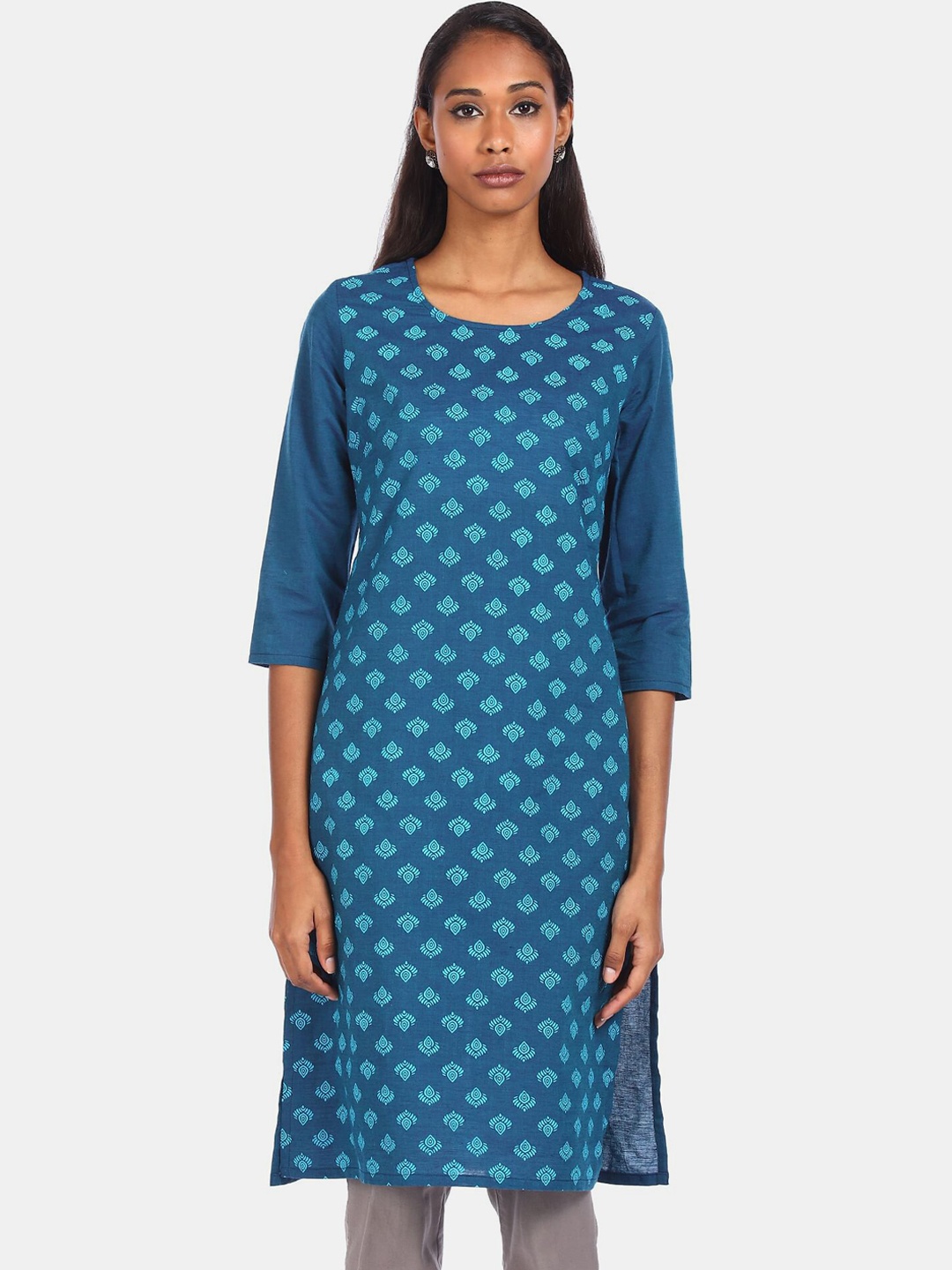

Karigari Women Blue Printed Kurta