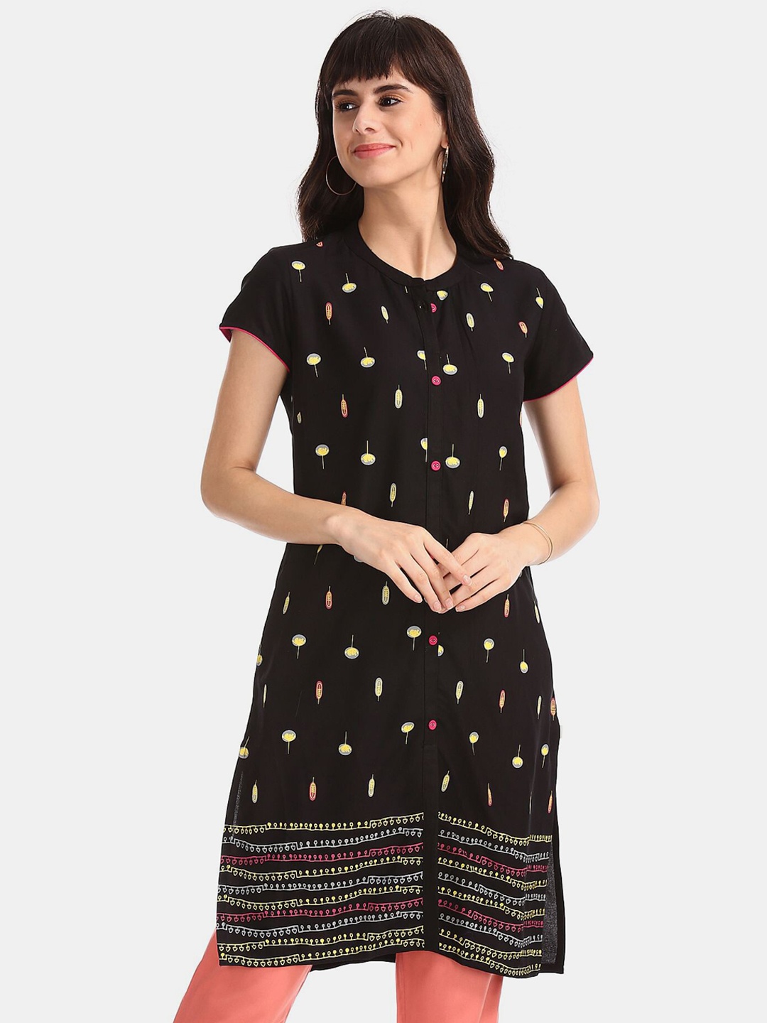 

Karigari Women Black Printed Kurta