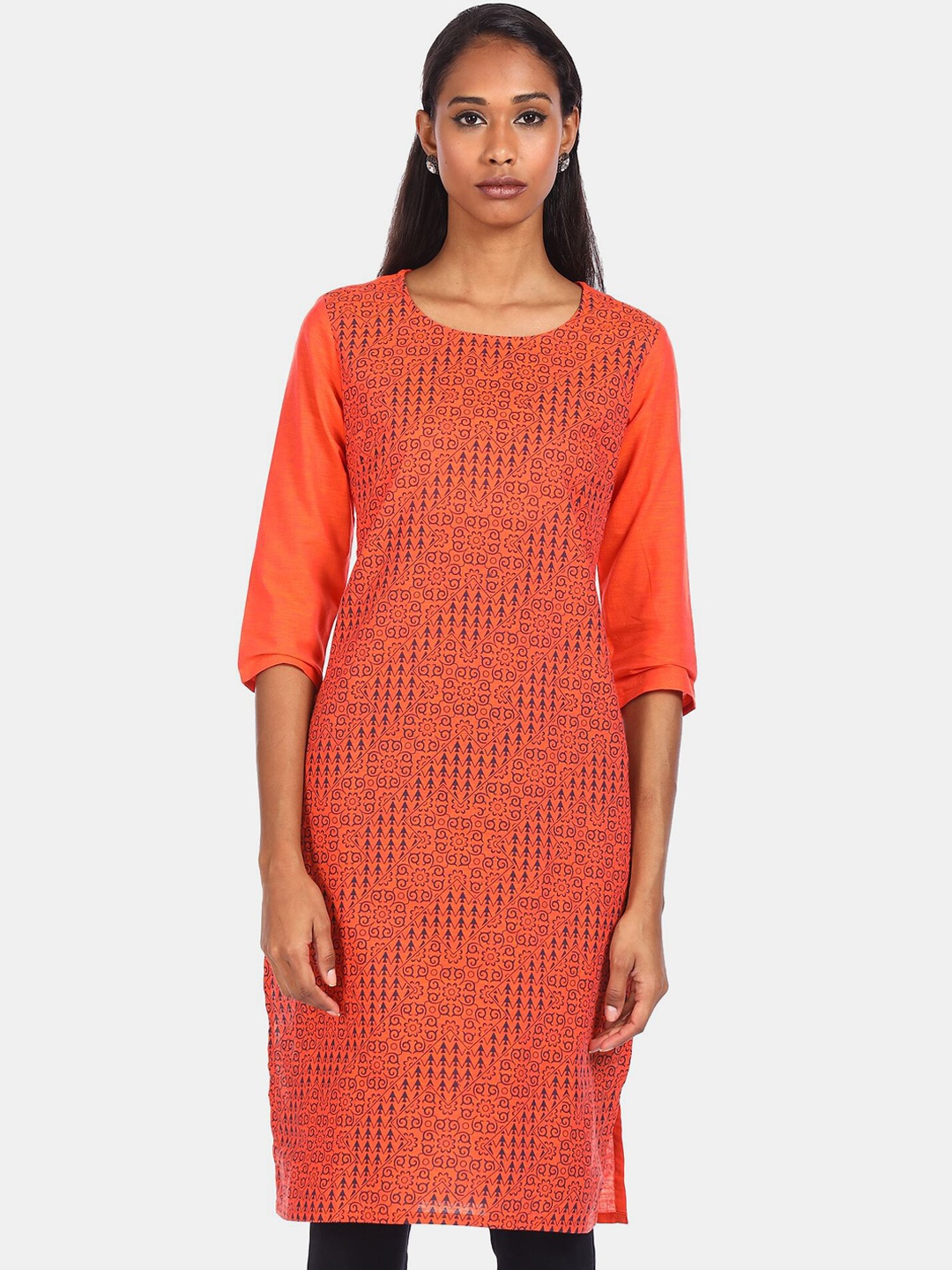 

Karigari Women Orange Printed Kurta