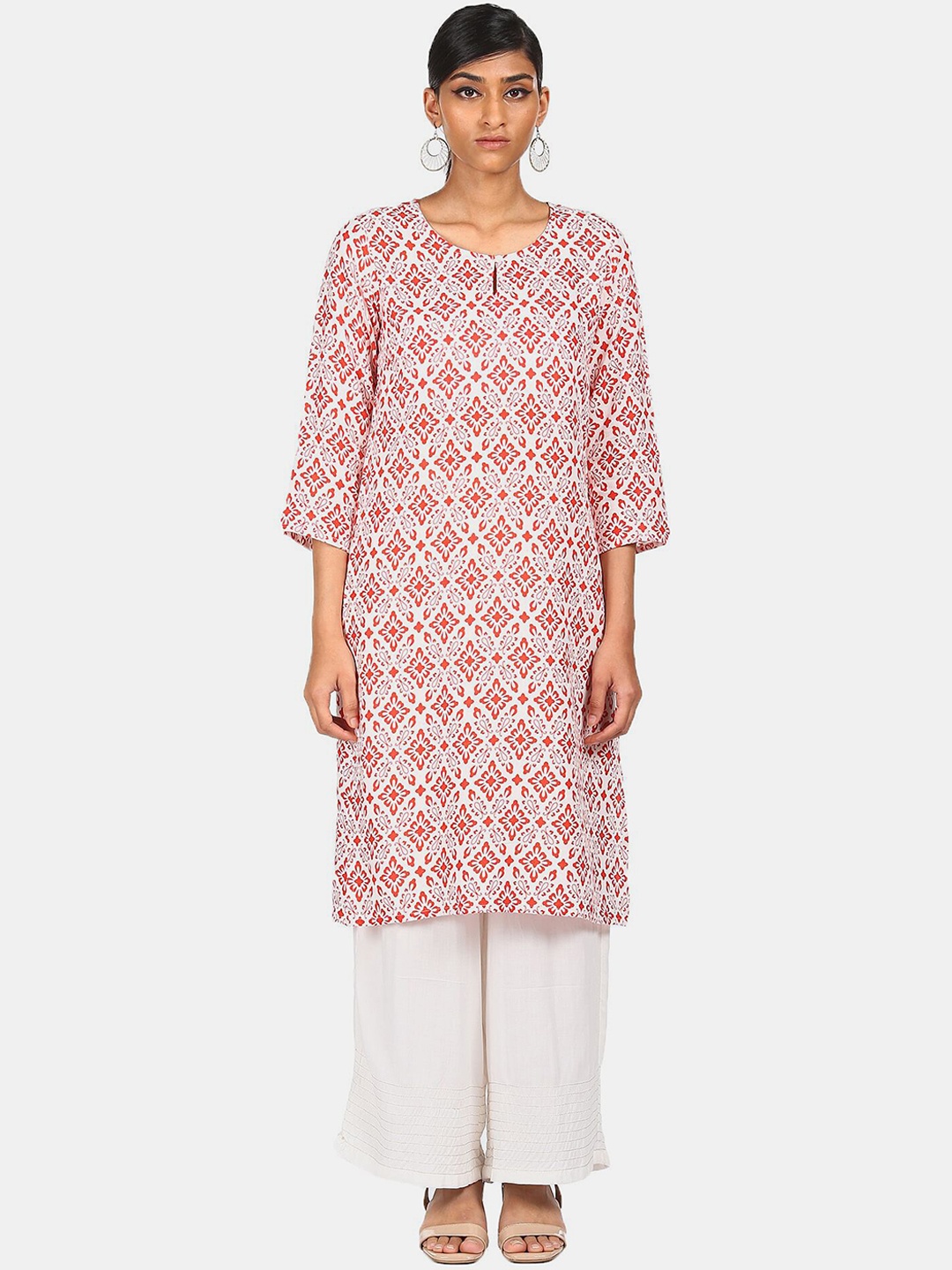 

Karigari Women Red Geometric Printed Kurta