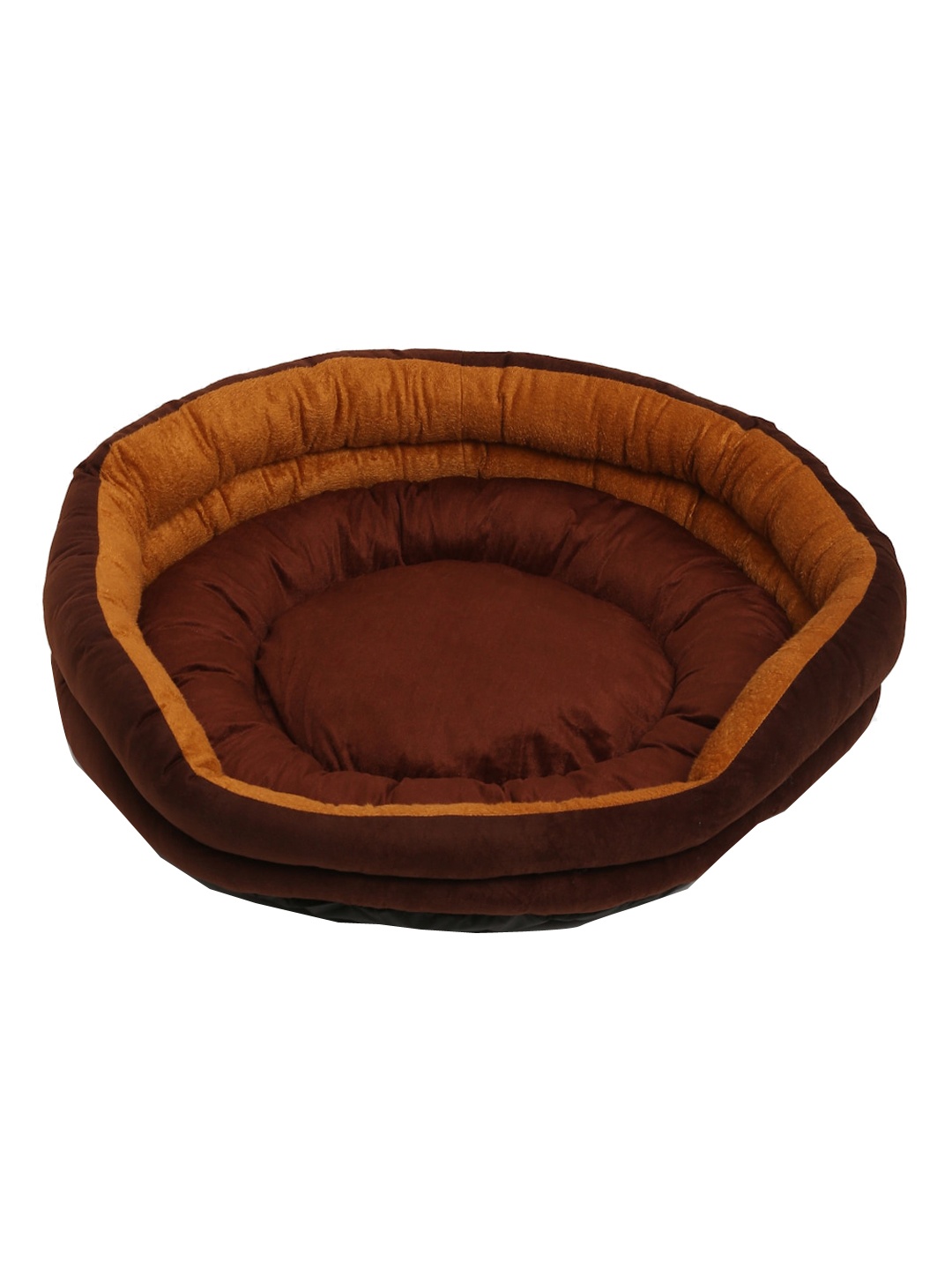 

WIGGLE TWIDDLE Brown & Beige Solid Round Ultra Soft Pet Bed
