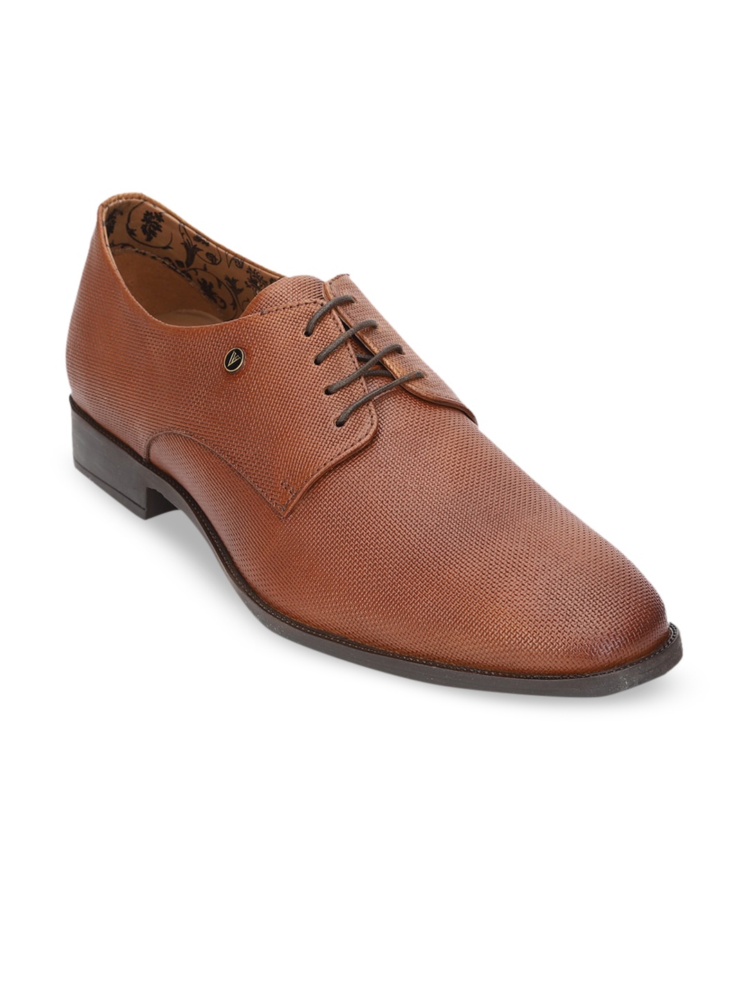 

Van Heusen Men Brown Textured Leather Formal Derbys