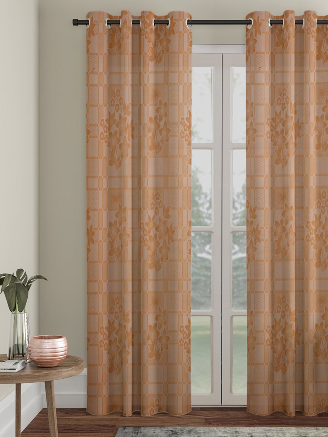 

HOSTA HOMES Brown Floral Door Curtain