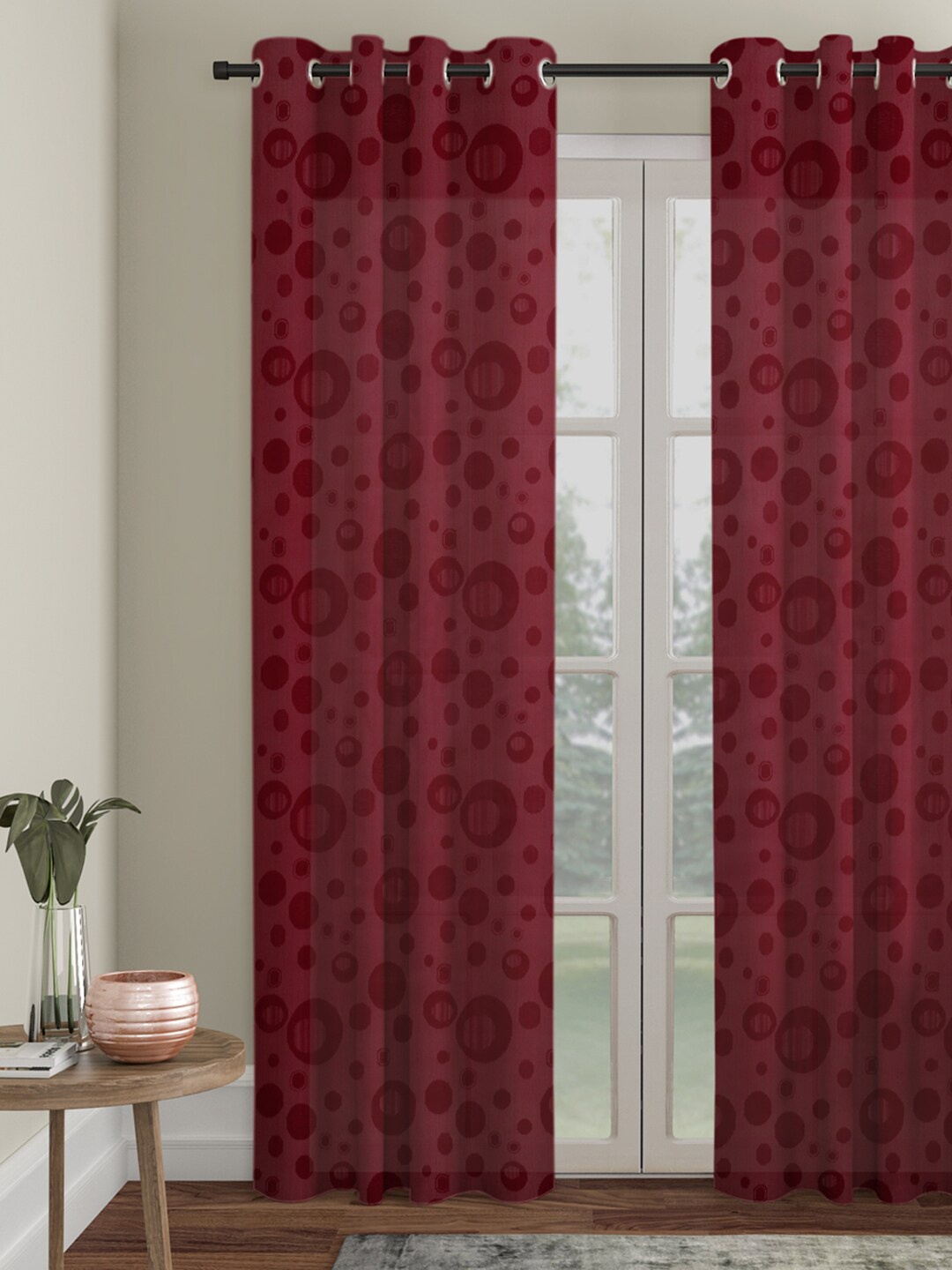 

HOSTA HOMES Maroon Geometric Door Curtain