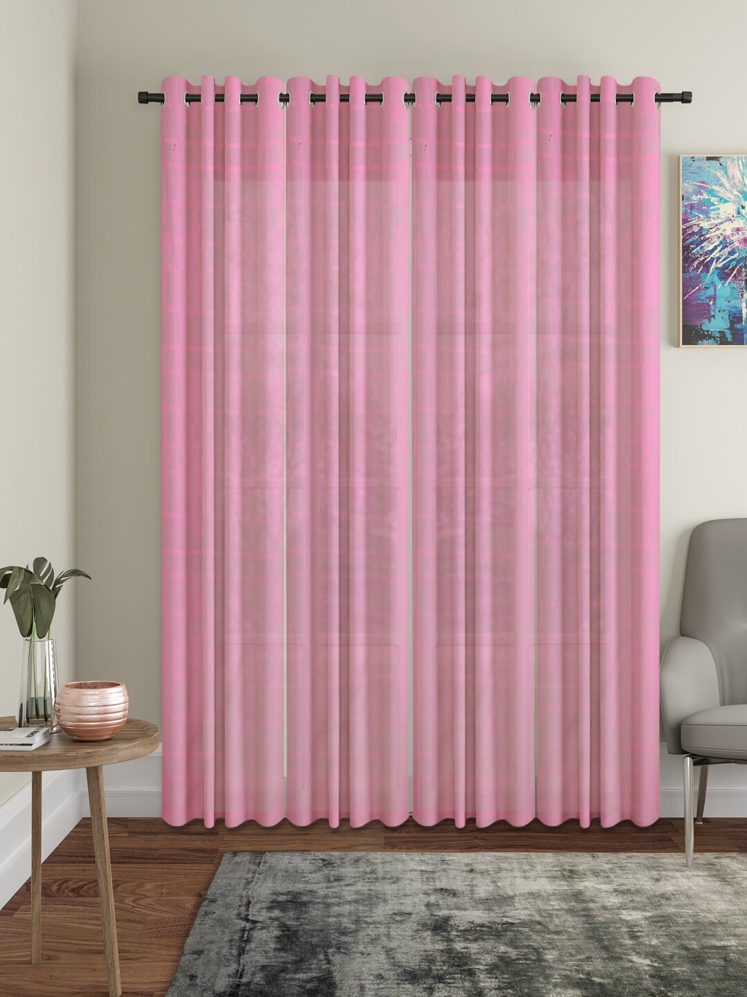 

HOSTA HOMES Pink Set of 4 Floral Door Curtain
