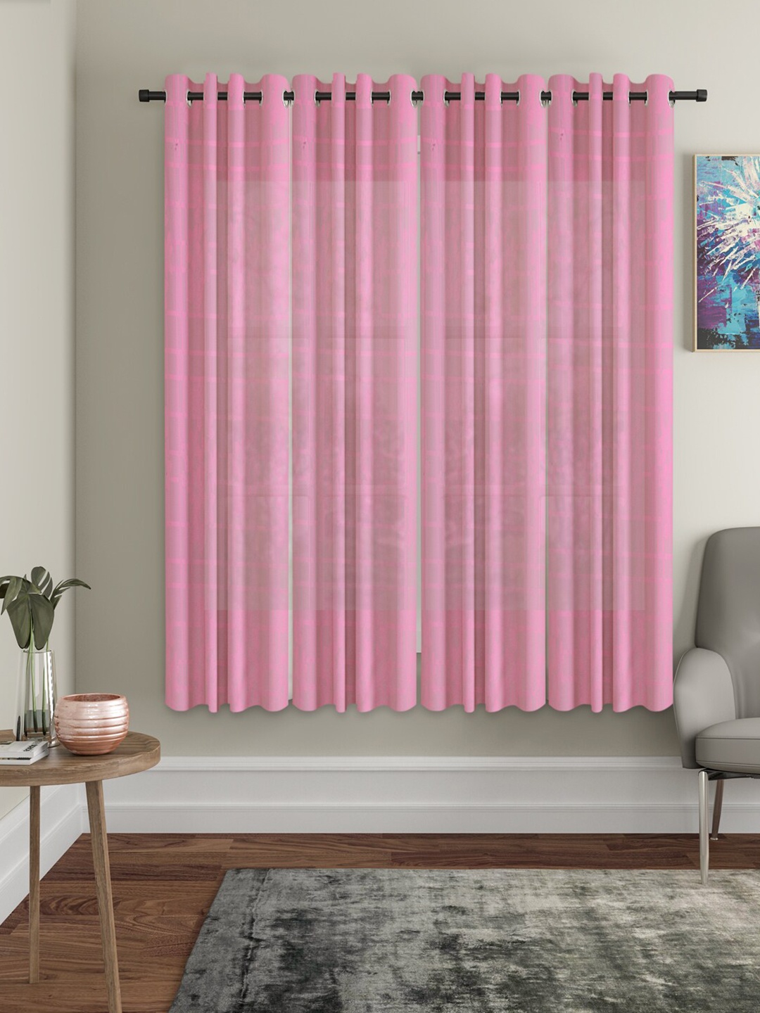 

HOSTA HOMES Pink Set of 4 Floral Window Curtain