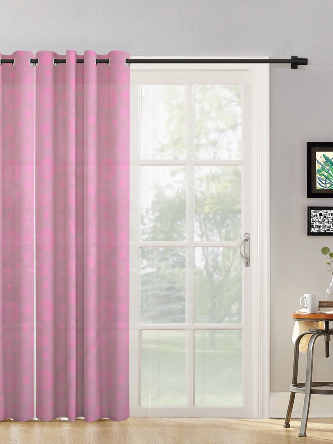 

HOSTA HOMES Pink Geometric Long Door Curtain