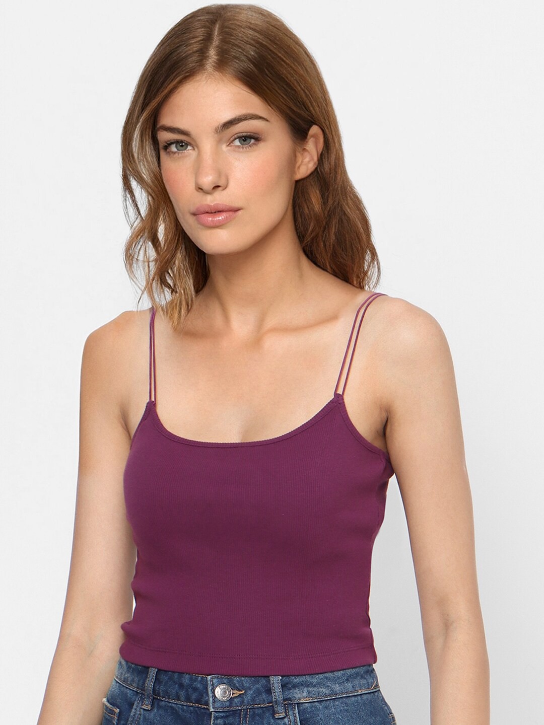 

ONLY Women Purple Solid Crop Top