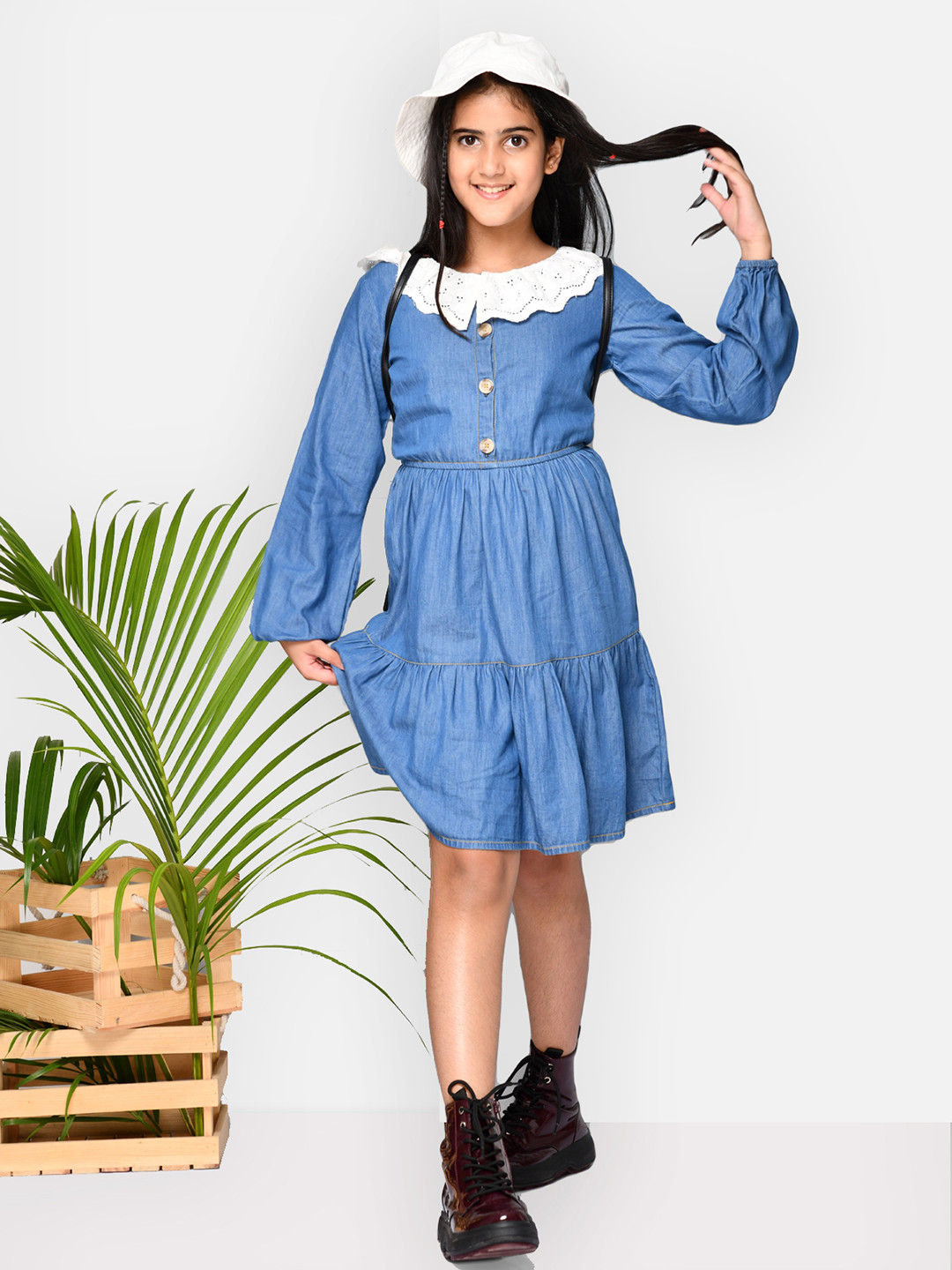 

Jade Garden Girls Blue Organic Cotton Denim Dress