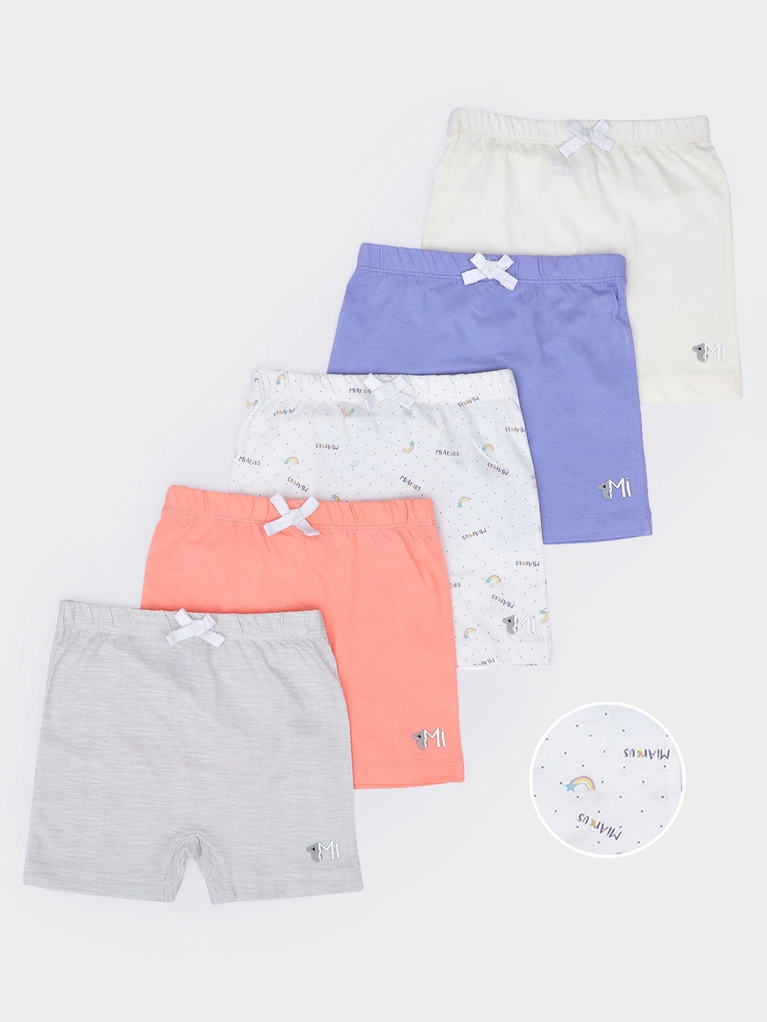 

MiArcus Unisex Kids Pack of 5 Multicoloured Slim Fit Shorts, Multi