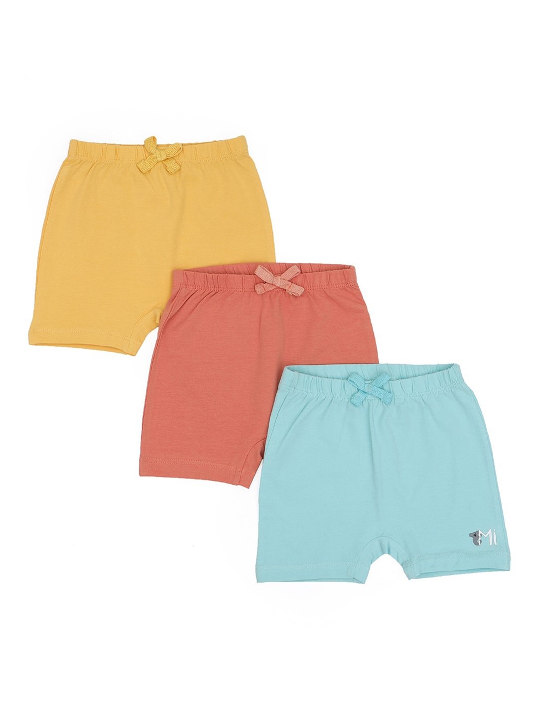 

MiArcus Kids Multicolor Solid Slim Fit Shorts Pack of 3, Teal