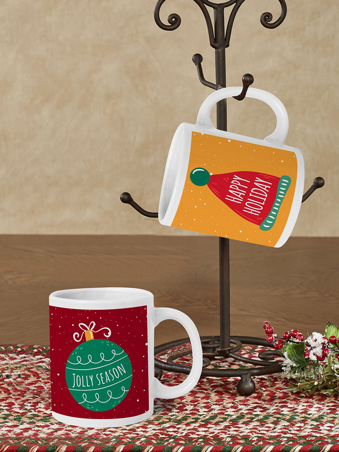 

TIED RIBBONS Pack Of 2 Christmas Printed Coffee Mugs, Multi