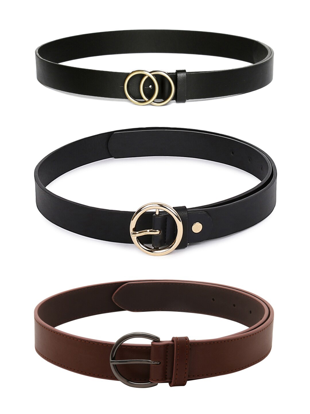 

CRUSSET Women Set Of 3 Belts, Black