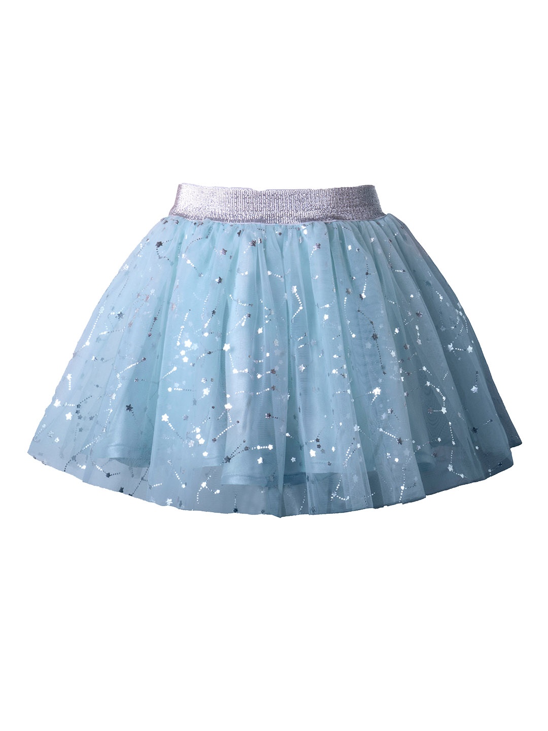 

Hunny Bunny Girls Blue Embellished Flared Above Knee Length Skirt