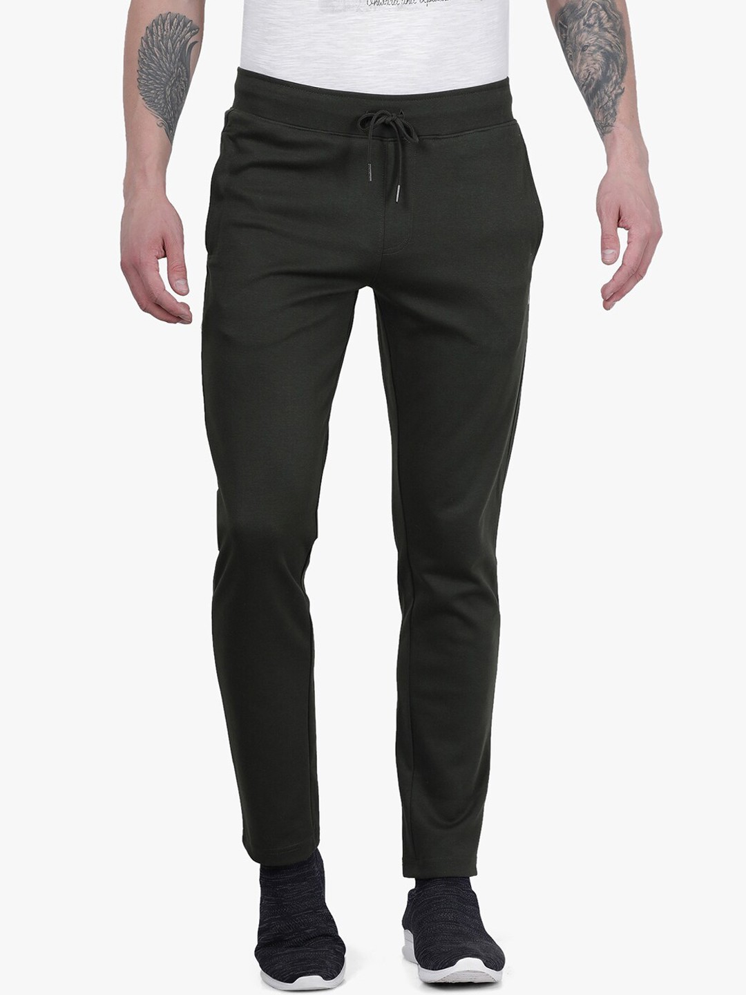 

t-base Men Olive Green Solid Track Pants
