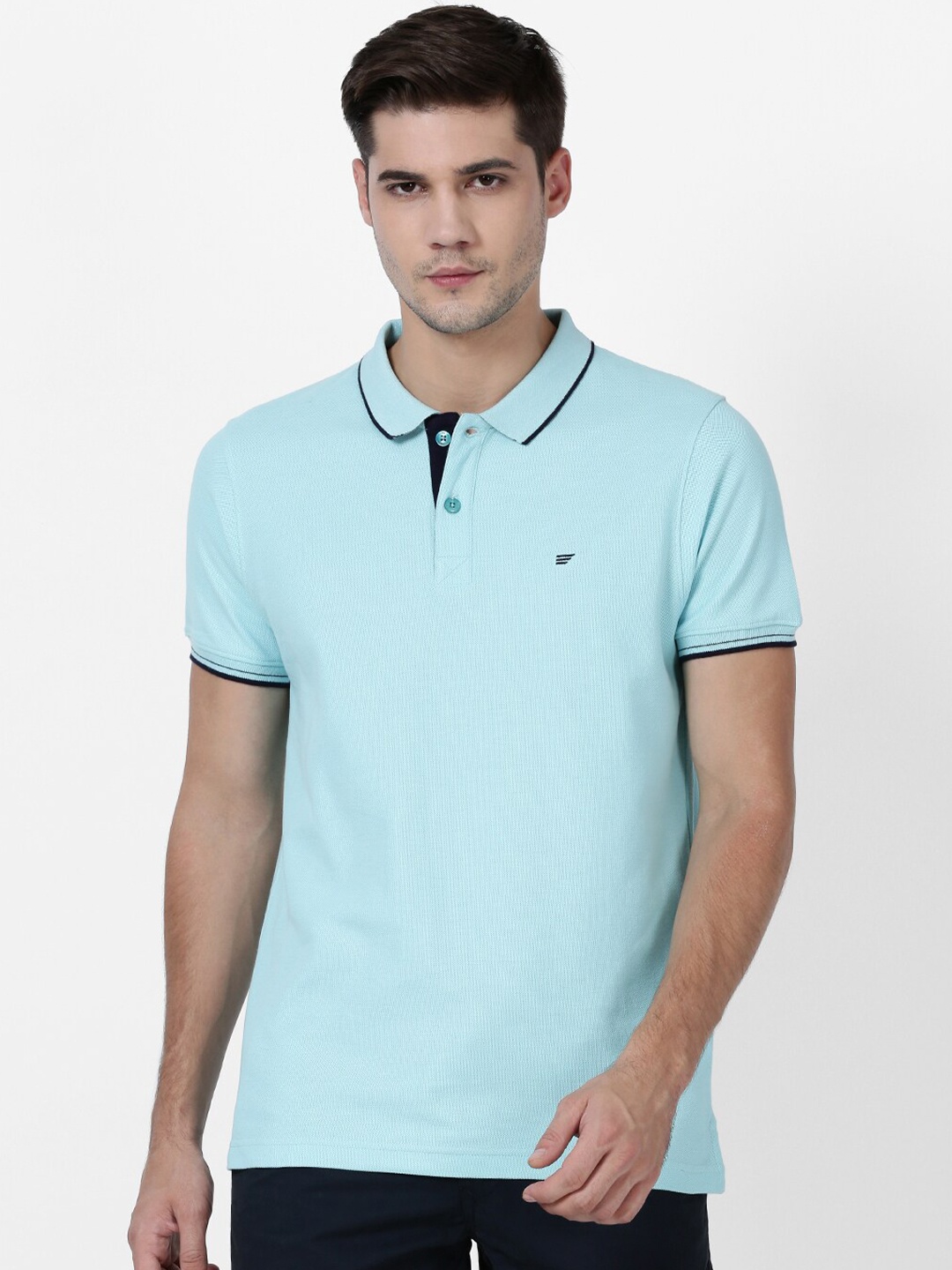 

t-base Men Blue Solo Polo Collar T-shirt