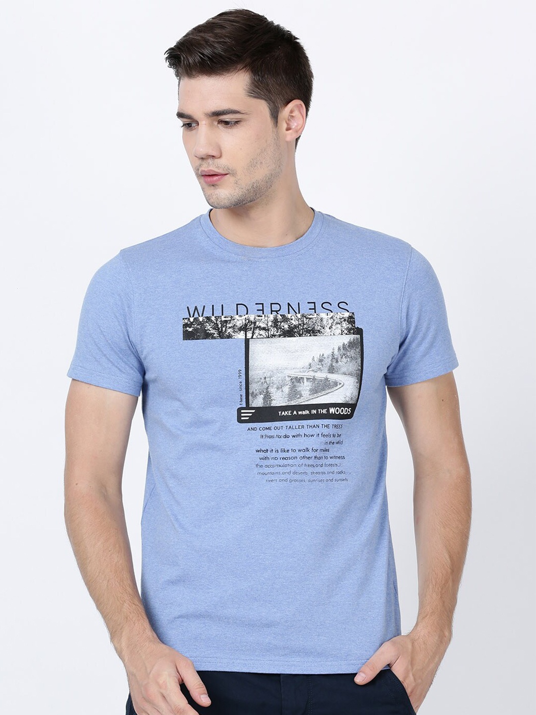 

t-base Men Blue Printed T-shirt