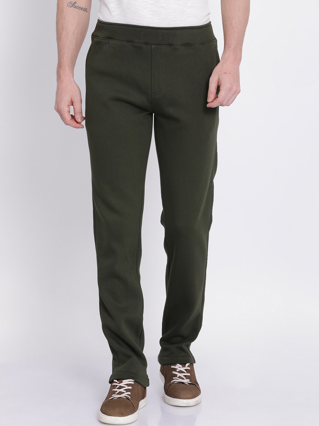 

t-base Men Olive-Green Solid Track Pants