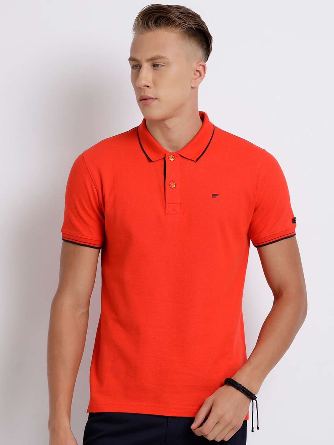 

t-base Men Red Polo Collar T-shirt