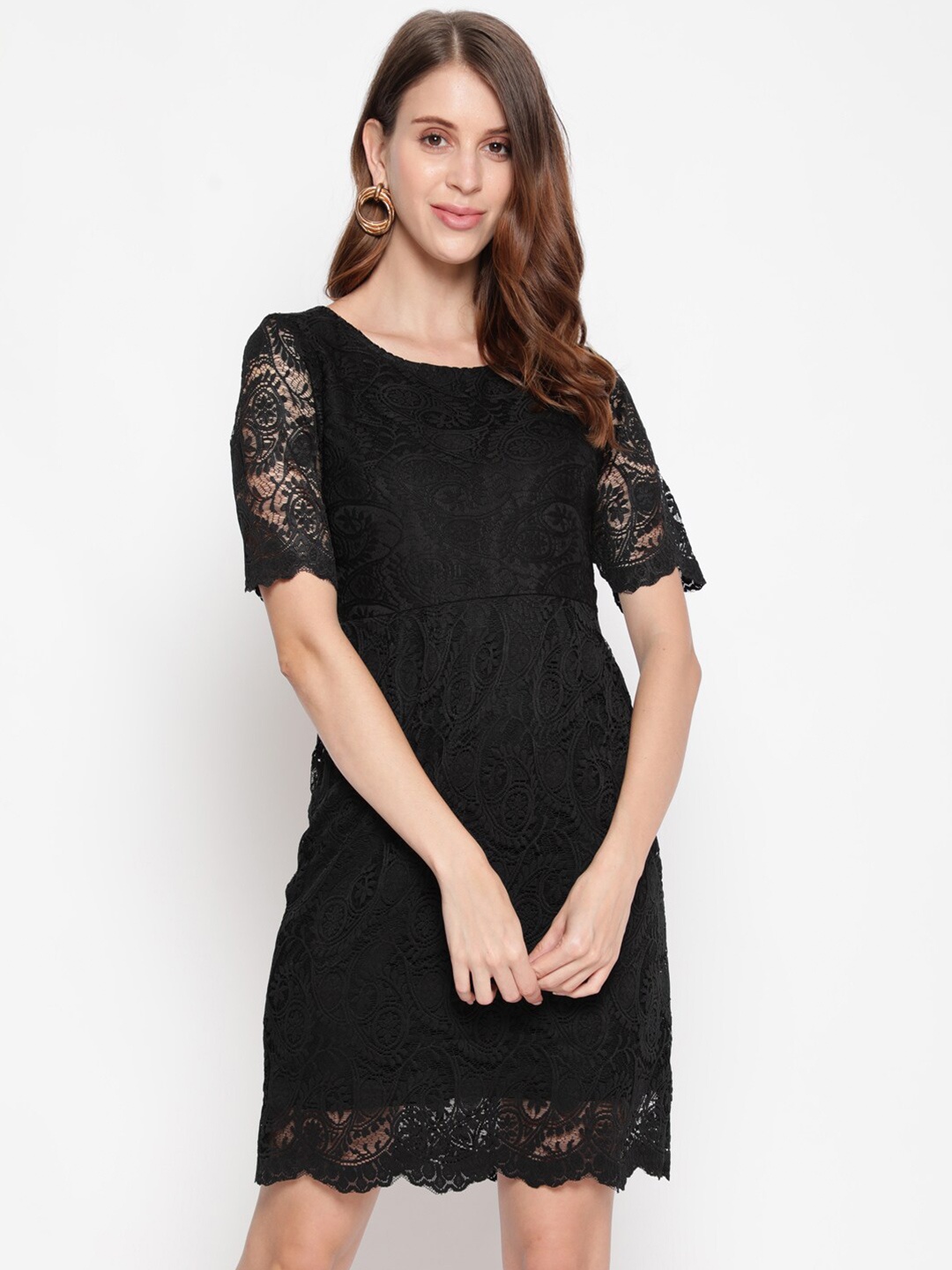 

AKIMIA Black Lace Sheath Dress