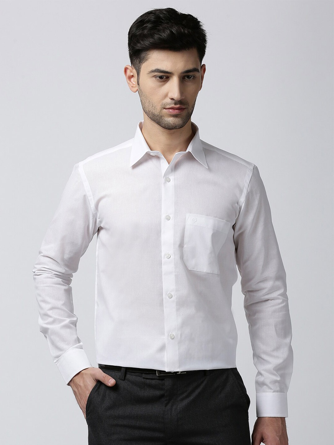 

Jansons Men White Formal Shirt
