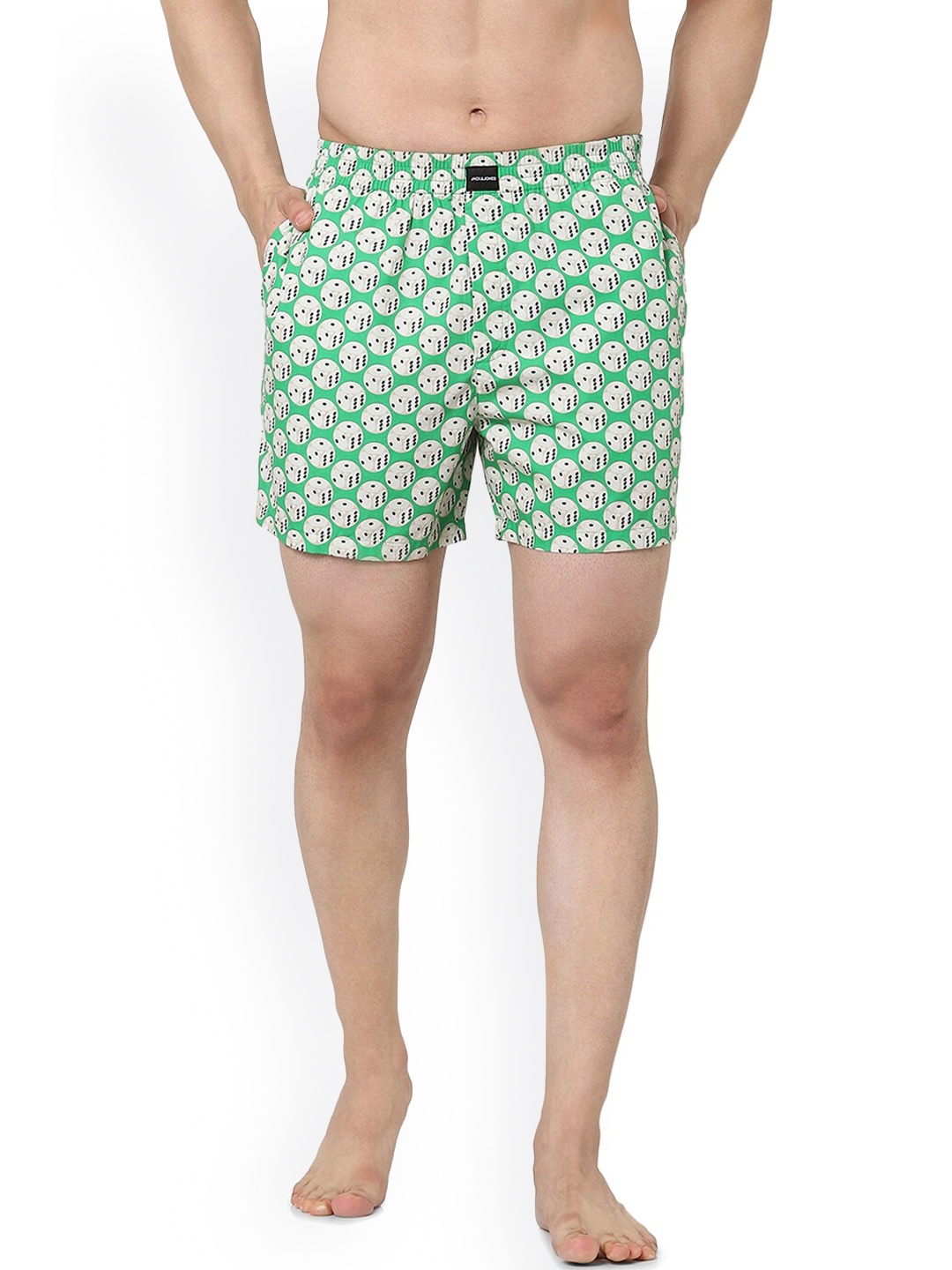 

Jack & Jones Men Green & White Printed Pure Cotton Boxers 204939901
